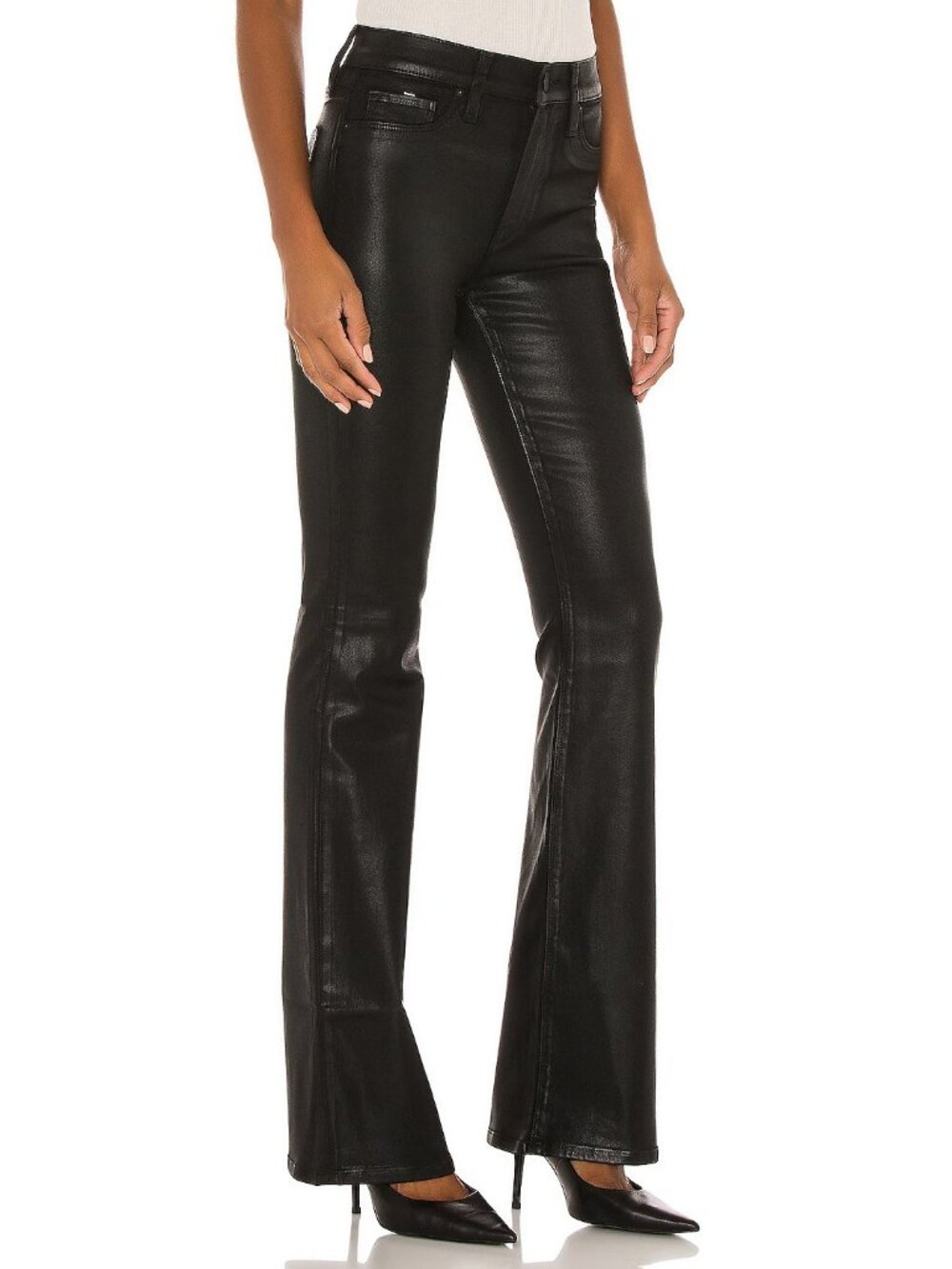 NWT Hudson Petite Barbara High waist Bootcut in Coated Noir Stretch Jeans 31
